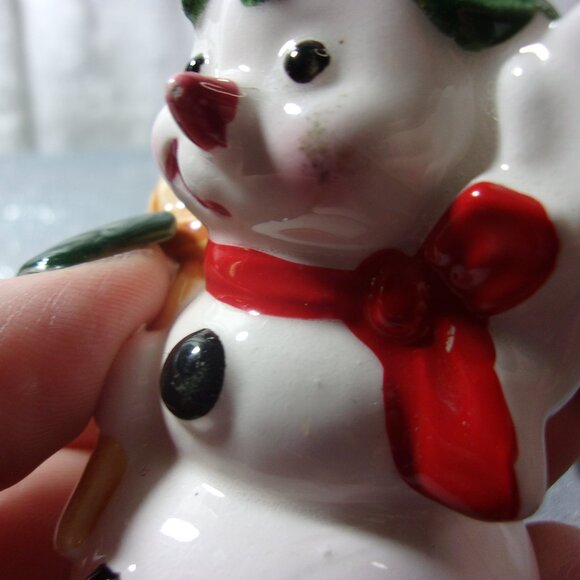 HXS-51 VINTAGE JAPAN CERAMIC SNOWMAN  SALT AND PEPPER SHAKERS - Picture 8 of 12